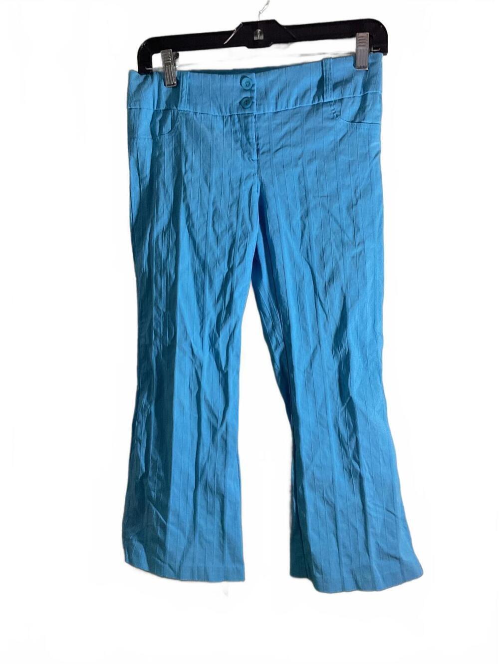 Have Bright Blue Stretch Women's Button Front Capri Flare Y2k Small